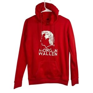 Morgan Wallen Red Pullover Hoodie Graphic Logo Unisex Adult Size M